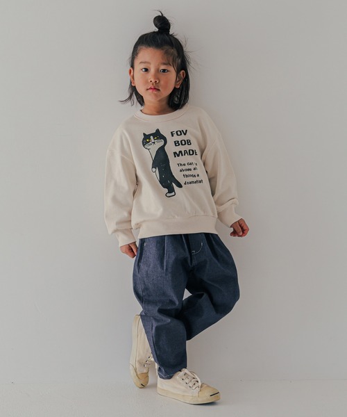FOV（フォブ）の「FOV/フォブ F/B CAT ビッグトレーナー（スウェット・キッズ・アイボリー/チャコールグレー/アッシュグレー・100cm/110cm/120cm/130cm/90cm）」の4枚目の写真