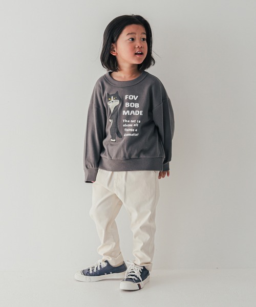 FOV（フォブ）の「FOV/フォブ F/B CAT ビッグトレーナー（スウェット・キッズ・アイボリー/チャコールグレー/アッシュグレー・100cm/110cm/120cm/130cm/90cm）」の9枚目の写真