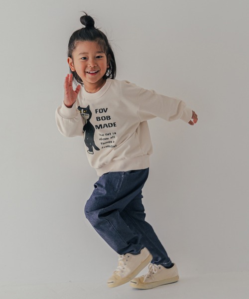 FOV（フォブ）の「FOV/フォブ F/B CAT ビッグトレーナー（スウェット・キッズ・アイボリー/チャコールグレー/アッシュグレー・100cm/110cm/120cm/130cm/90cm）」の5枚目の写真