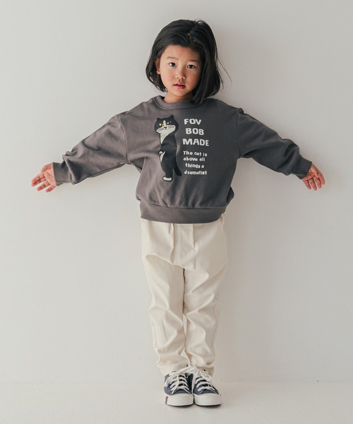 FOV（フォブ）の「FOV/フォブ F/B CAT ビッグトレーナー（スウェット・キッズ・アイボリー/チャコールグレー/アッシュグレー・100cm/110cm/120cm/130cm/90cm）」の7枚目の写真