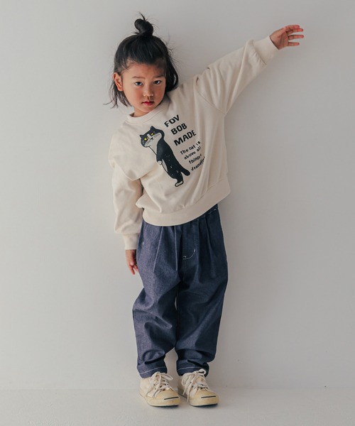 FOV（フォブ）の「FOV/フォブ F/B CAT ビッグトレーナー（スウェット・キッズ・アイボリー/チャコールグレー/アッシュグレー・100cm/110cm/120cm/130cm/90cm）」の6枚目の写真