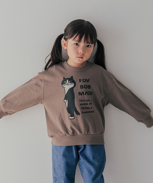 FOV（フォブ）の「FOV/フォブ F/B CAT ビッグトレーナー（スウェット・キッズ・アイボリー/チャコールグレー/アッシュグレー・100cm/110cm/120cm/130cm/90cm）」の10枚目の写真