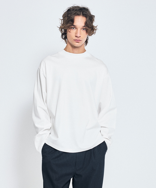ABAHOUSE（アバハウス）の「シルケットポンチ モックネック ロンT / オーバーサイズ（Tシャツ/カットソー・メンズ・ホワイト/グレイッシュブルー/ブラック・46/48）」の11枚目の写真