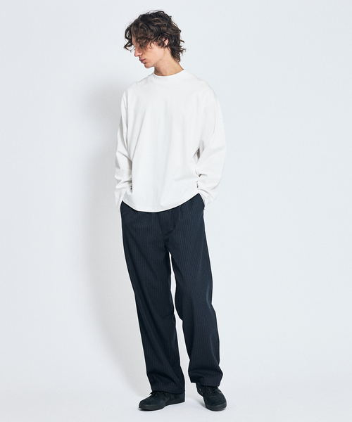 ABAHOUSE（アバハウス）の「シルケットポンチ モックネック ロンT / オーバーサイズ（Tシャツ/カットソー・メンズ・ホワイト/グレイッシュブルー/ブラック・46/48）」の12枚目の写真