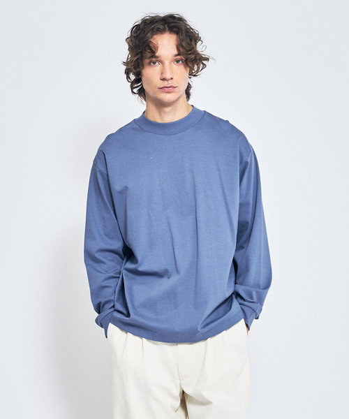 ABAHOUSE（アバハウス）の「シルケットポンチ モックネック ロンT / オーバーサイズ（Tシャツ/カットソー・メンズ・ホワイト/グレイッシュブルー/ブラック・46/48）」の18枚目の写真