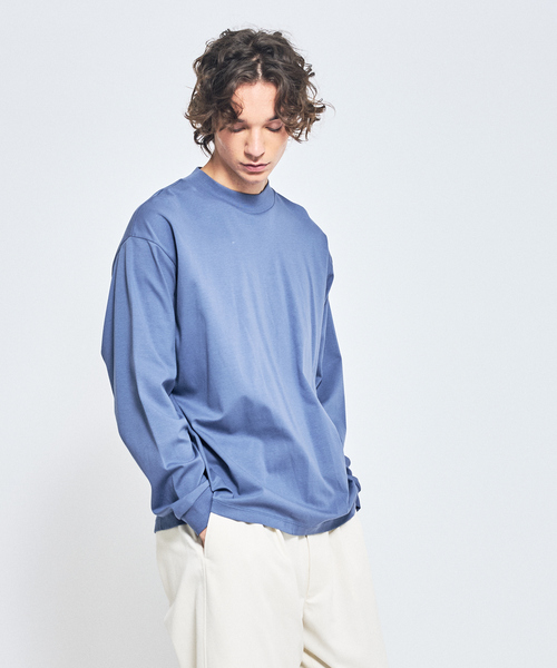 ABAHOUSE（アバハウス）の「シルケットポンチ モックネック ロンT / オーバーサイズ（Tシャツ/カットソー・メンズ・ホワイト/グレイッシュブルー/ブラック・46/48）」の19枚目の写真