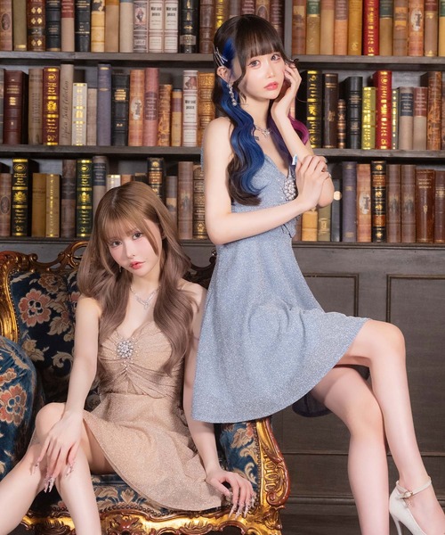 Tika(ティカ)の「キャバドレス ミニ フレア キャミソール ノースリーブ ギャザー パールビジュー ラメ ドレス 大きいサイズ ワンピース キャバワンピ(ドレス・レディース・ベージュ/ラベンダー/ブルー・LARGE/MEDIUM/X-LARGE/XX-LARGE/XXX-LARGE/XXXX-LARGE/SMALL)」の12枚目の写真