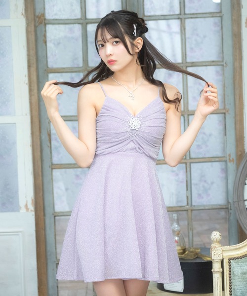 Tika(ティカ)の「キャバドレス ミニ フレア キャミソール ノースリーブ ギャザー パールビジュー ラメ ドレス 大きいサイズ ワンピース キャバワンピ(ドレス・レディース・ベージュ/ラベンダー/ブルー・LARGE/MEDIUM/X-LARGE/XX-LARGE/XXX-LARGE/XXXX-LARGE/SMALL)」の20枚目の写真
