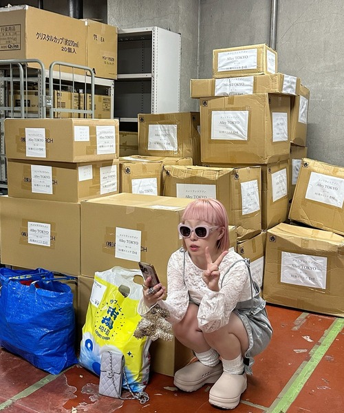 Alley Tokyo（アリートーキョー）の「ハートポケサロペ（サロペット/オーバーオール・レディース・グレー/チャコール・LONG/SHORT）」の4枚目の写真