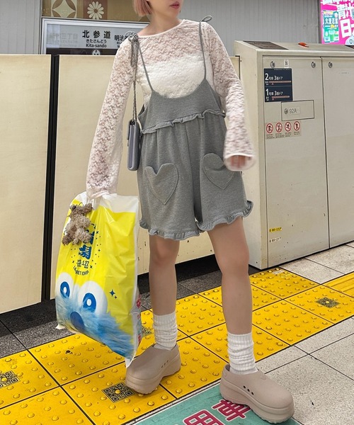 Alley Tokyo（アリートーキョー）の「ハートポケサロペ（サロペット/オーバーオール・レディース・グレー/チャコール・LONG/SHORT）」の8枚目の写真