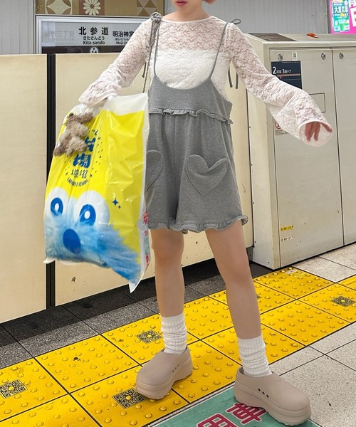 Alley Tokyo（アリートーキョー）の「ハートポケサロペ（サロペット/オーバーオール・レディース・グレー/チャコール・LONG/SHORT）」の9枚目の写真