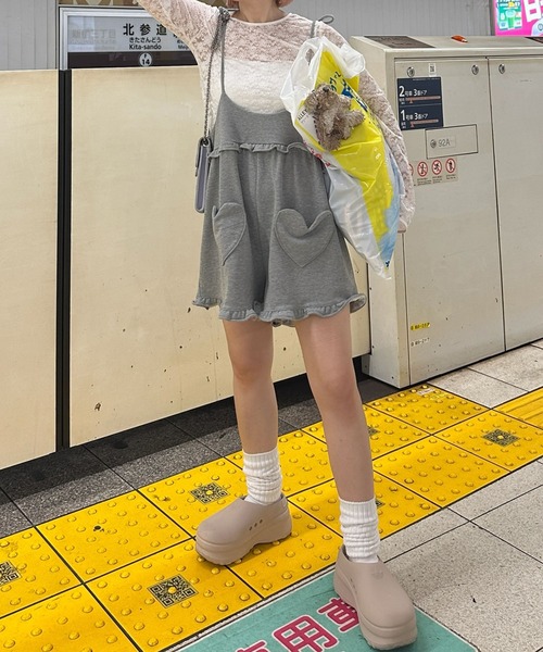 Alley Tokyo（アリートーキョー）の「ハートポケサロペ（サロペット/オーバーオール・レディース・グレー/チャコール・LONG/SHORT）」の13枚目の写真