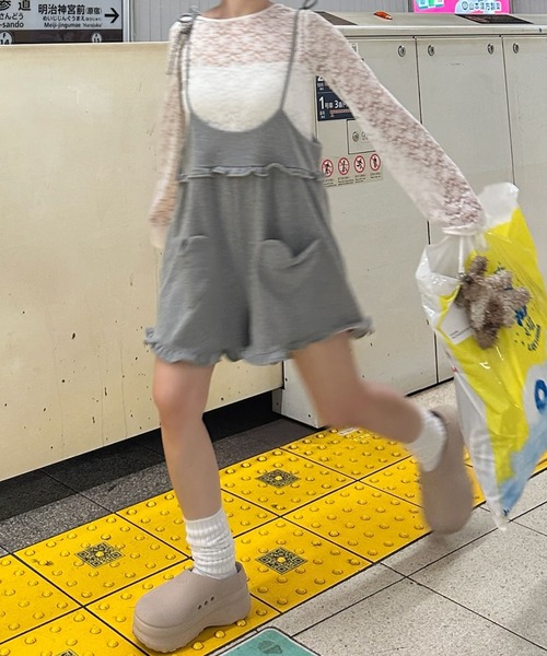 Alley Tokyo（アリートーキョー）の「ハートポケサロペ（サロペット/オーバーオール・レディース・グレー/チャコール・LONG/SHORT）」の14枚目の写真