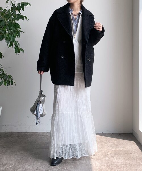 DouDou（ドゥドゥ）の「ウーレットループピーコート（その他アウター・レディース・ベージュ/カーキ/ブラック・FREE）」の12枚目の写真