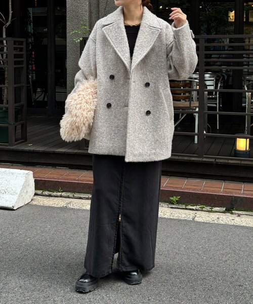 DouDou（ドゥドゥ）の「ウーレットループピーコート（その他アウター・レディース・ベージュ/カーキ/ブラック・FREE）」の5枚目の写真