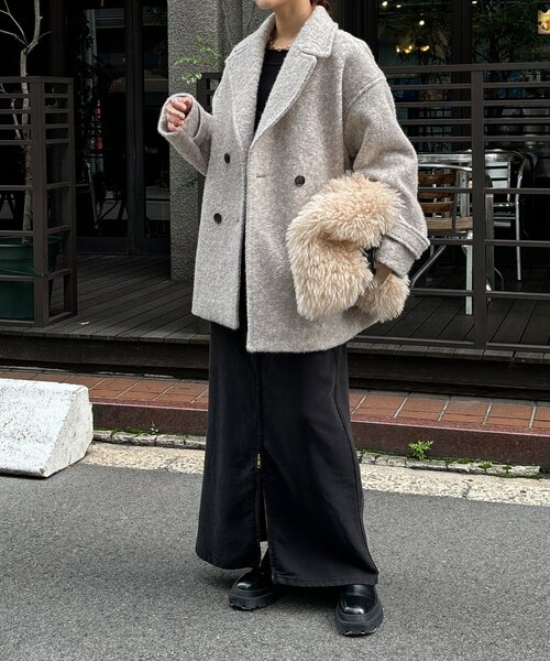 DouDou（ドゥドゥ）の「ウーレットループピーコート（その他アウター・レディース・ベージュ/カーキ/ブラック・FREE）」の15枚目の写真