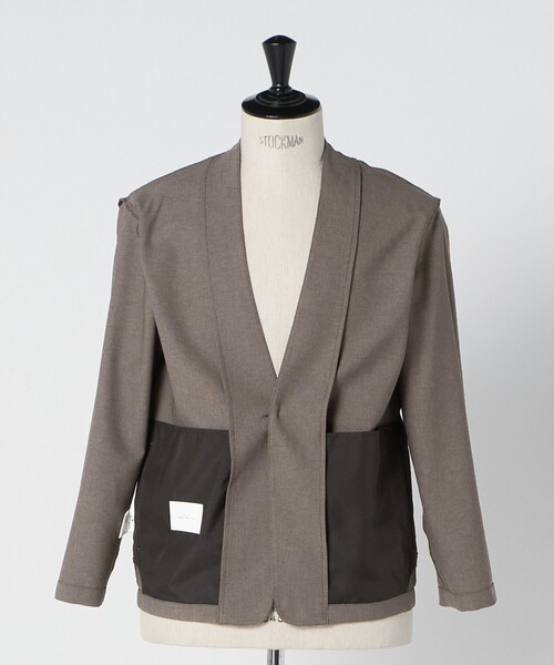 green label relaxing（グリーンレーベルリラクシング）の「A+ ウールライク 1B ノーカラージャケット -ウォッシャブル・ストレッチ-（ノーカラージャケット・メンズ・ネイビー/ブラウン系・M/S/XL/L）」の12枚目の写真