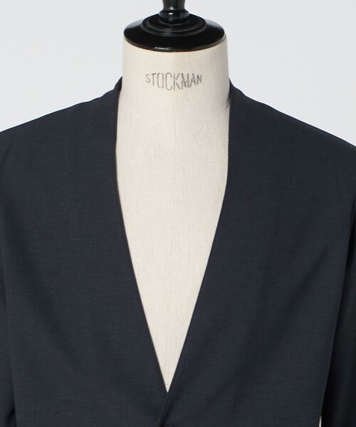 green label relaxing（グリーンレーベルリラクシング）の「A+ ウールライク 1B ノーカラージャケット -ウォッシャブル・ストレッチ-（ノーカラージャケット・メンズ・ネイビー/ブラウン系・M/S/XL/L）」の8枚目の写真