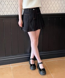 by muni:r | 【着用動画あり・2色・２サイズ展開】デニムプリーツミニスカート/2025 AW COLLECTION(デニムスカート)