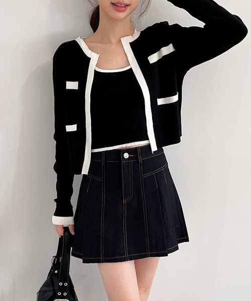 by muni:r（バイ ムニール）の「【着用動画あり・2色・２サイズ展開】デニムプリーツミニスカート/2025 AW COLLECTION（デニムスカート・レディース・ブラック/ブルー・MEDIUM/SMALL）」の4枚目の写真