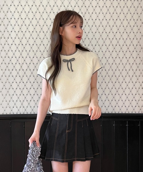 by muni:r（バイ ムニール）の「【着用動画あり・2色・２サイズ展開】デニムプリーツミニスカート/2025 AW COLLECTION（デニムスカート・レディース・ブラック/ブルー・MEDIUM/SMALL）」の11枚目の写真