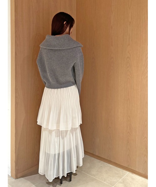 ℋ様【即売】SNIDEL (O)/ストレートプリーツティアードスカート ホワイト SNIDEL（スナイデル）の「ストレートプリーツティアードスカート