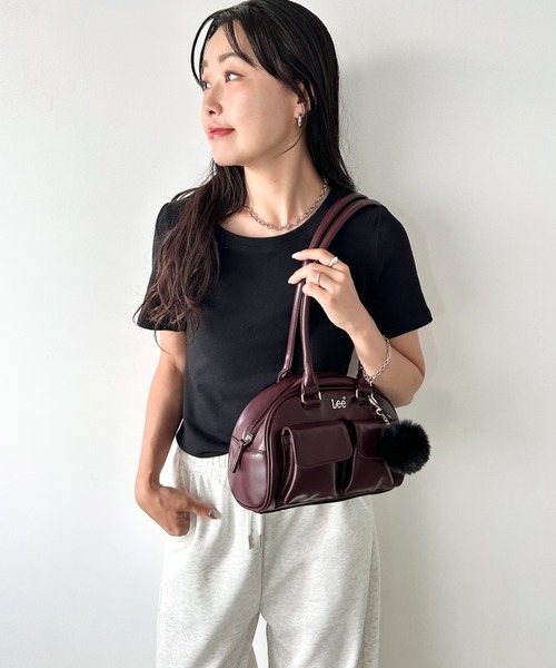 Lee/リー 2ポケット ロングハンドル PUミニボストンバッグ/ボンボン
