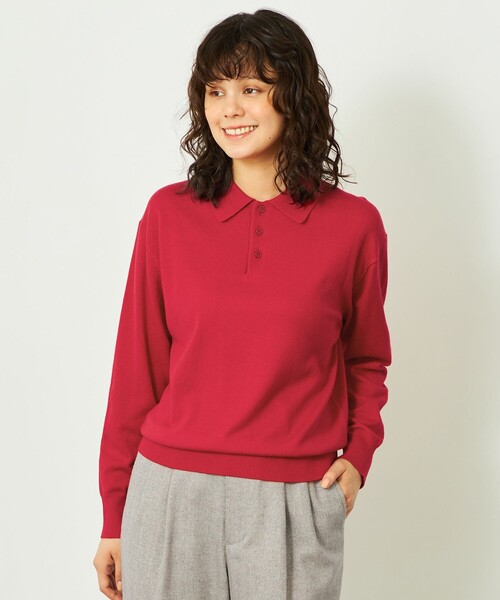 MACKINTOSH PHILOSOPHY（ﾏｯｷﾝﾄｯｼｭ ﾌｨﾛｿﾌｨｰ）の「GREY LABEL コットンウールニットポロ（ニット/セーター・レディース・ブラック/ブルー系その他7/ベージュ系その他4/レッド系その他・2/6）」の4枚目の写真