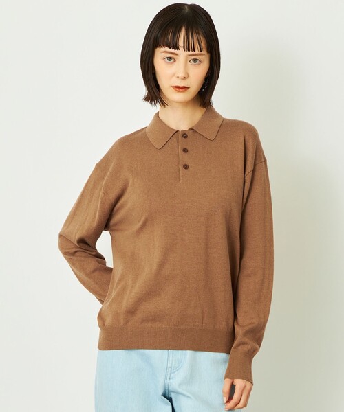 MACKINTOSH PHILOSOPHY（ﾏｯｷﾝﾄｯｼｭ ﾌｨﾛｿﾌｨｰ）の「GREY LABEL コットンウールニットポロ（ニット/セーター・レディース・ブラック/ブルー系その他7/ベージュ系その他4/レッド系その他・2/6）」の2枚目の写真