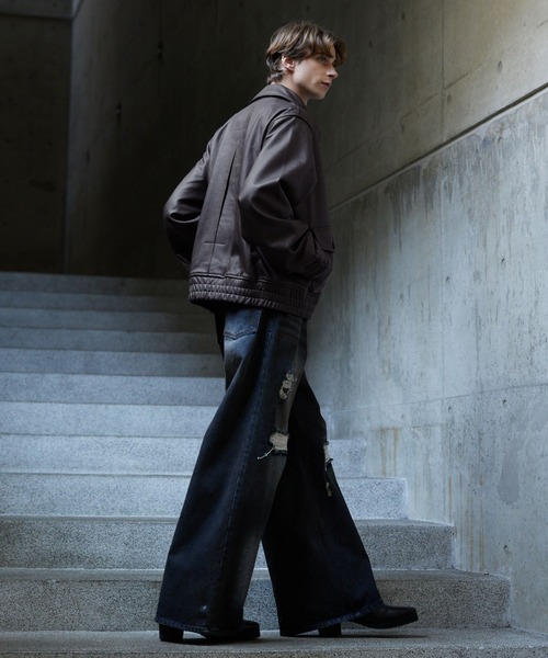 CLEL(クレイル)の「【CLEL】Cow Leather G-1 Blouson / 牛革/カウレザー G-1ブルゾン(ブルゾン・メンズ・ブラウン/ブラック・XS/S/M/L)」の4枚目の写真