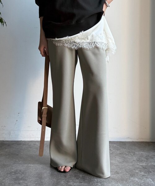 DouDou（ドゥドゥ）の「バイヤスセミフレアパンツ（その他パンツ・レディース・ブラウン/カーキ/ブラック/モスグリーン/ライトベージュ・36/38）」の5枚目の写真