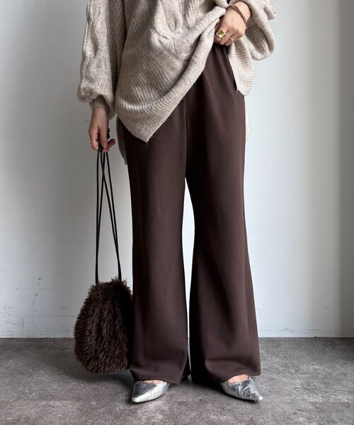 DouDou（ドゥドゥ）の「バイヤスセミフレアパンツ（その他パンツ・レディース・ブラウン/カーキ/ブラック/モスグリーン/ライトベージュ・36/38）」の10枚目の写真