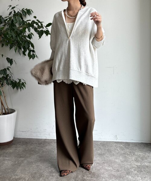 DouDou（ドゥドゥ）の「バイヤスセミフレアパンツ（その他パンツ・レディース・ブラウン/カーキ/ブラック/モスグリーン/ライトベージュ・36/38）」の22枚目の写真