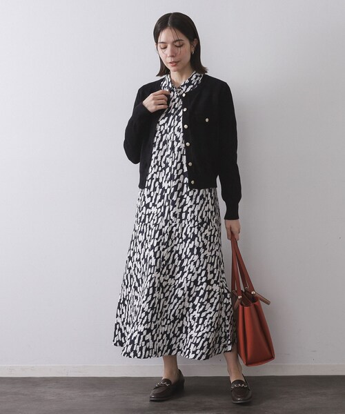 OPAQUE.CLIP（オペークドットクリップ）の「モールニットクルーカーディガン【洗濯機OK】（カーディガン/ボレロ・レディース・ライトグレー/ブラック/ボルドー・40/38/42）」の5枚目の写真