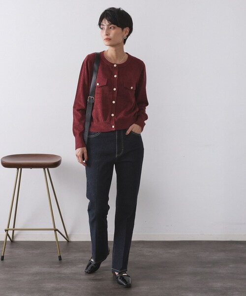 OPAQUE.CLIP（オペークドットクリップ）の「モールニットクルーカーディガン【洗濯機OK】（カーディガン/ボレロ・レディース・ライトグレー/ブラック/ボルドー・40/38/42）」の9枚目の写真