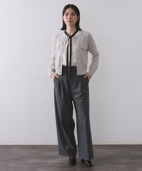 OPAQUE.CLIP（オペークドットクリップ）の「モールニットクルーカーディガン【洗濯機OK】（カーディガン/ボレロ・レディース・ライトグレー/ブラック/ボルドー・40/38/42）」の13枚目の写真