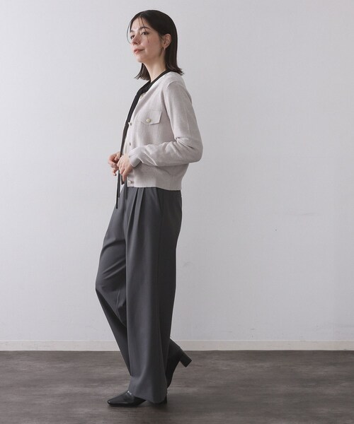 OPAQUE.CLIP（オペークドットクリップ）の「モールニットクルーカーディガン【洗濯機OK】（カーディガン/ボレロ・レディース・ライトグレー/ブラック/ボルドー・40/38/42）」の14枚目の写真