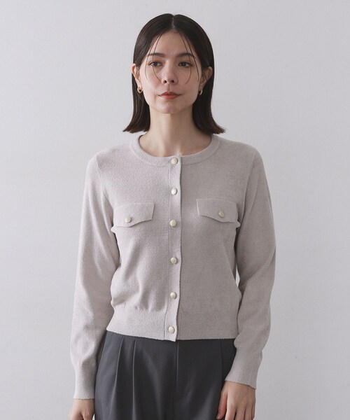 OPAQUE.CLIP（オペークドットクリップ）の「モールニットクルーカーディガン【洗濯機OK】（カーディガン/ボレロ・レディース・ライトグレー/ブラック/ボルドー・40/38/42）」の16枚目の写真