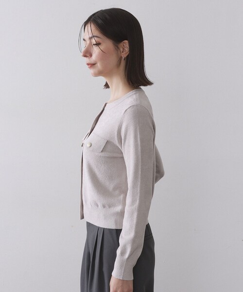 OPAQUE.CLIP（オペークドットクリップ）の「モールニットクルーカーディガン【洗濯機OK】（カーディガン/ボレロ・レディース・ライトグレー/ブラック/ボルドー・40/38/42）」の17枚目の写真