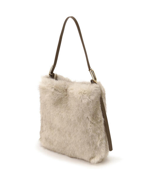 NATURAL BEAUTY BASIC(ナチュラルビューティーベーシック)の「◇【Oggi掲載】フェイクミンクワンショルダーバッグ(ショルダーバッグ・レディース・オフホワイト/キャメル・フリ-)」の6枚目の写真
