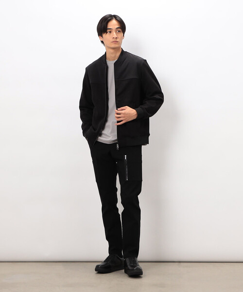 COMME CA ISM(コムサイズム)の「リンクスジャカードダンボール MA-1 ブルゾン(ブルゾン・メンズ・ブラック/チャコール・MEDIUM/LARGE)」の4枚目の写真