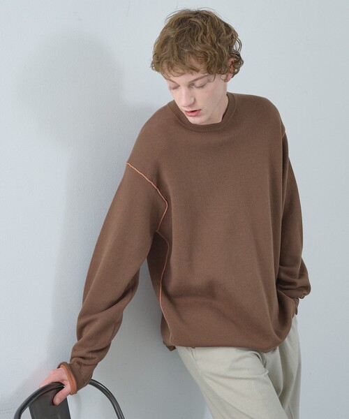 セール】【リバーシブルカラー】14Gコットン ニットスウェット