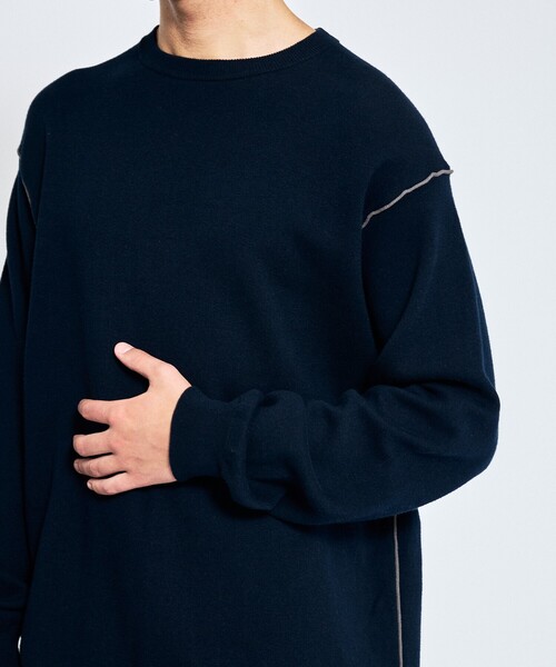 セール】【リバーシブルカラー】14Gコットン ニットスウェット