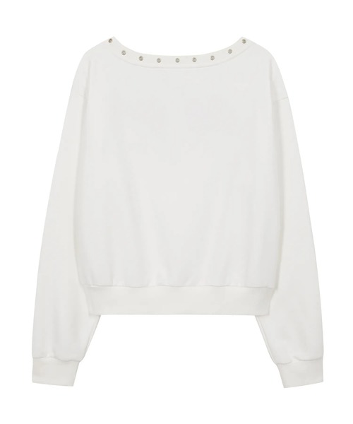 ILLIGO(イリゴ)の「【日本未発売/WEB限定】ILLIGO(イリゴ)/アイレット オフショルダー スウェット/BUTTON EYELET OFF-SHOULDER SWEATSHIRT(スウェット・レディース・チャコールグレー/ホワイト/ブラック・FREE)」の17枚目の写真