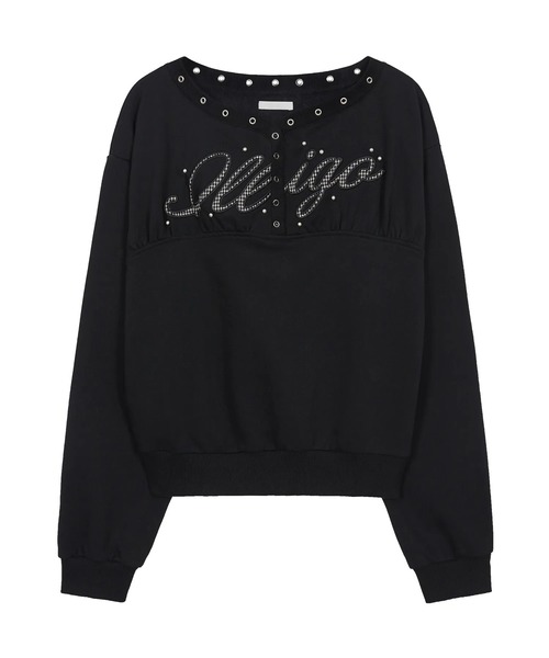 ILLIGO(イリゴ)の「【日本未発売/WEB限定】ILLIGO(イリゴ)/アイレット オフショルダー スウェット/BUTTON EYELET OFF-SHOULDER SWEATSHIRT(スウェット・レディース・チャコールグレー/ホワイト/ブラック・FREE)」の20枚目の写真