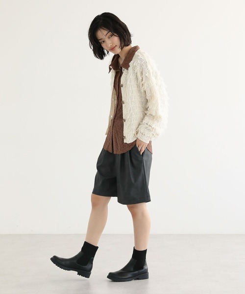 Green　Parks（グリーンパークス）の「ループニットカーディガン（カーディガン/ボレロ・レディース・グレー/アイボリー・FREE）」の13枚目の写真