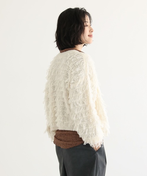 Green　Parks（グリーンパークス）の「ループニットカーディガン（カーディガン/ボレロ・レディース・グレー/アイボリー・FREE）」の16枚目の写真