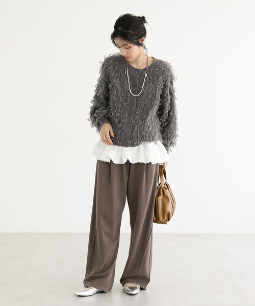 Green　Parks（グリーンパークス）の「ループニットカーディガン（カーディガン/ボレロ・レディース・グレー/アイボリー・FREE）」の18枚目の写真