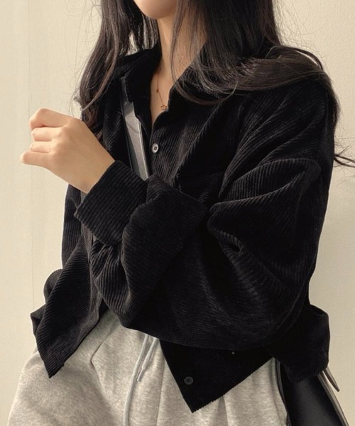 SHOUYO(ショウヨウ)の「コーデュロイショート丈シャツジャケット/ブラック・ブラウン(その他アウター・レディース・ブラック/ブラウン・M)」の10枚目の写真