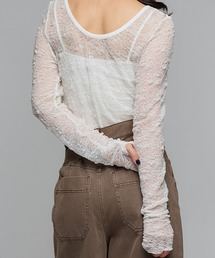 Narcissus（ナルシス）の「レースロングスリーブトップス  シアートップス（Tシャツ/カットソー・レディース）」